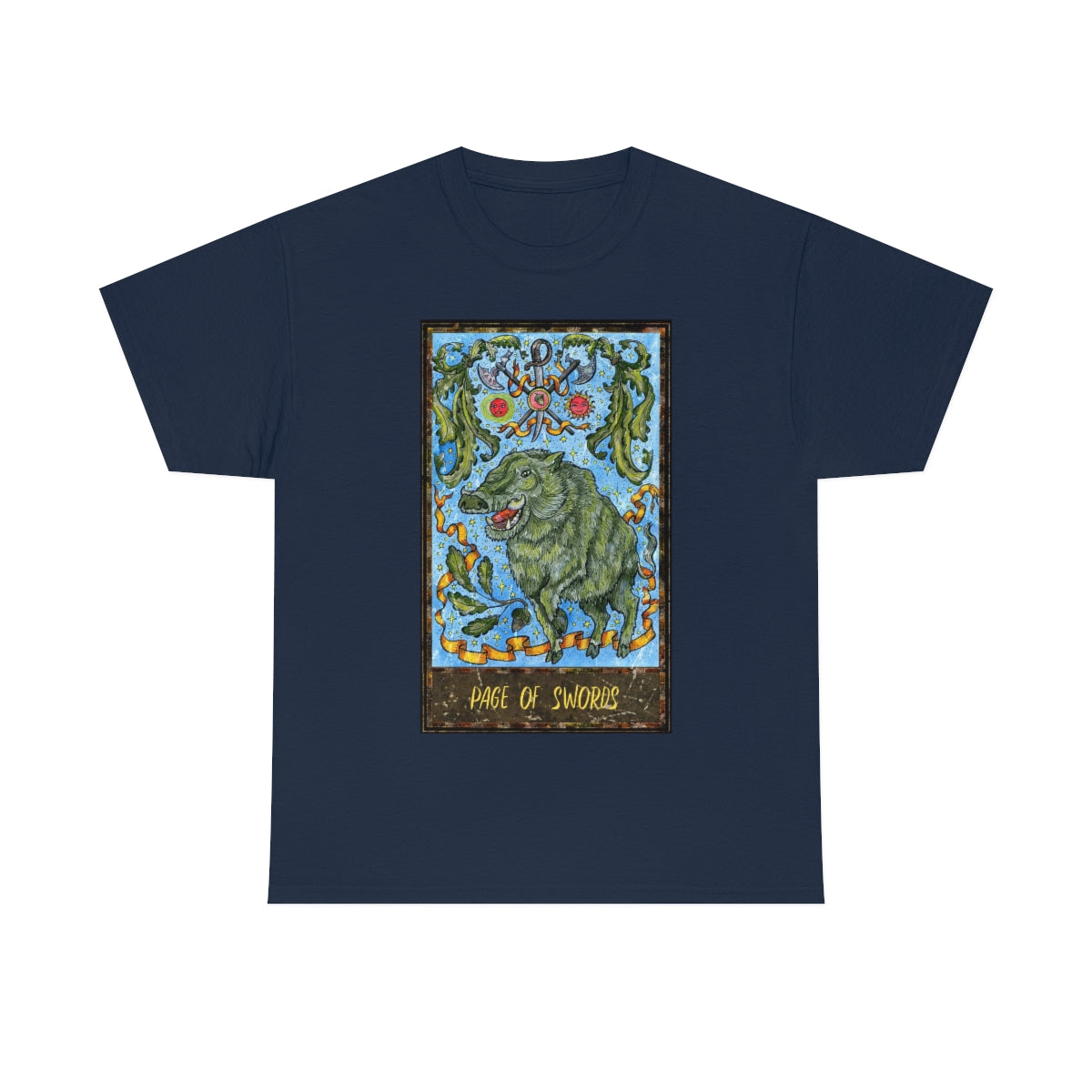 Navy Page of Swords Tarot Card T-shirt