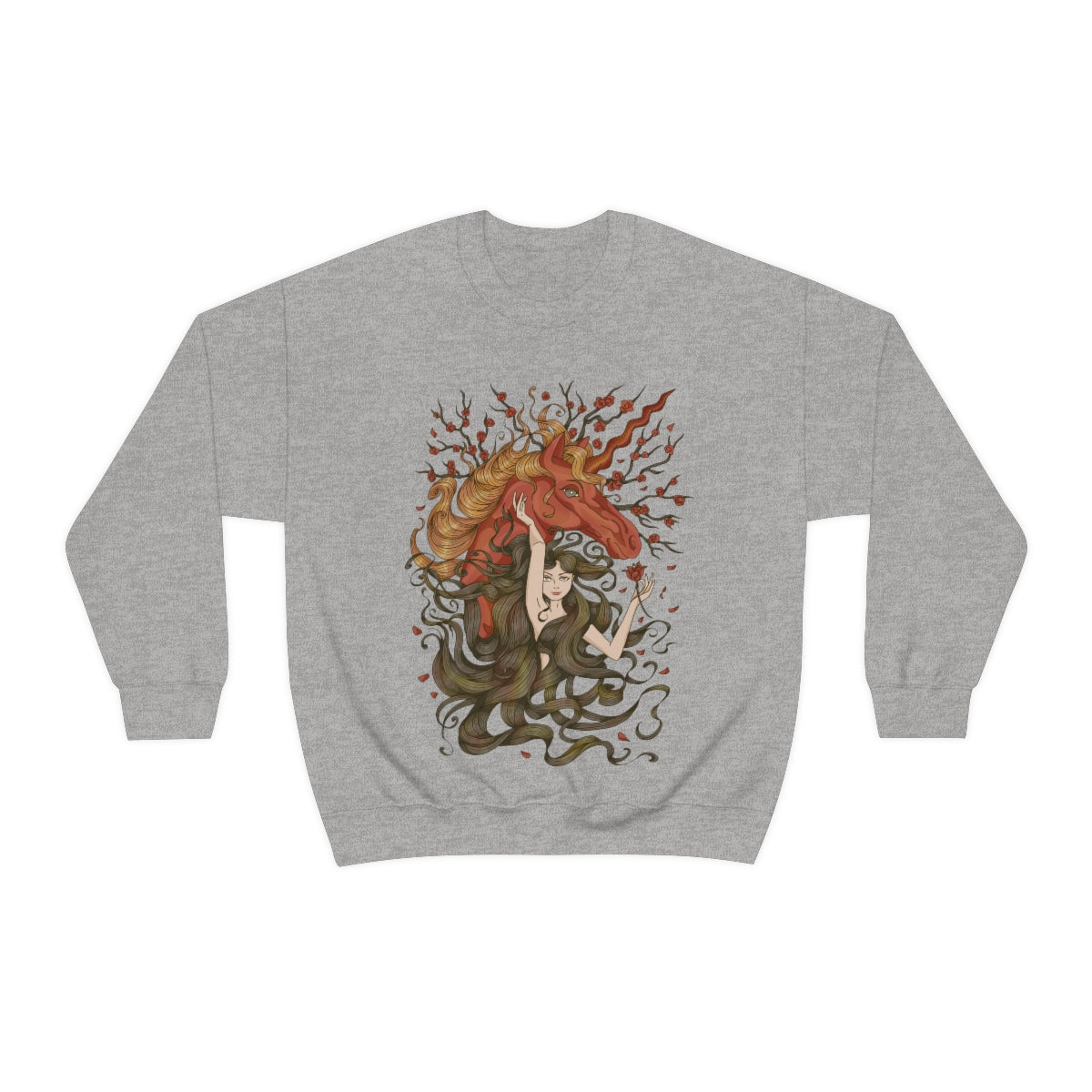 Sport Grey Walnut Brown Princess and Magic Unicorn Sweatshirt