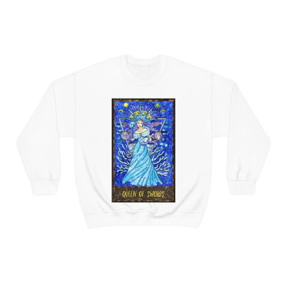 White Queen of Swords Tarot Card Sweatshirt