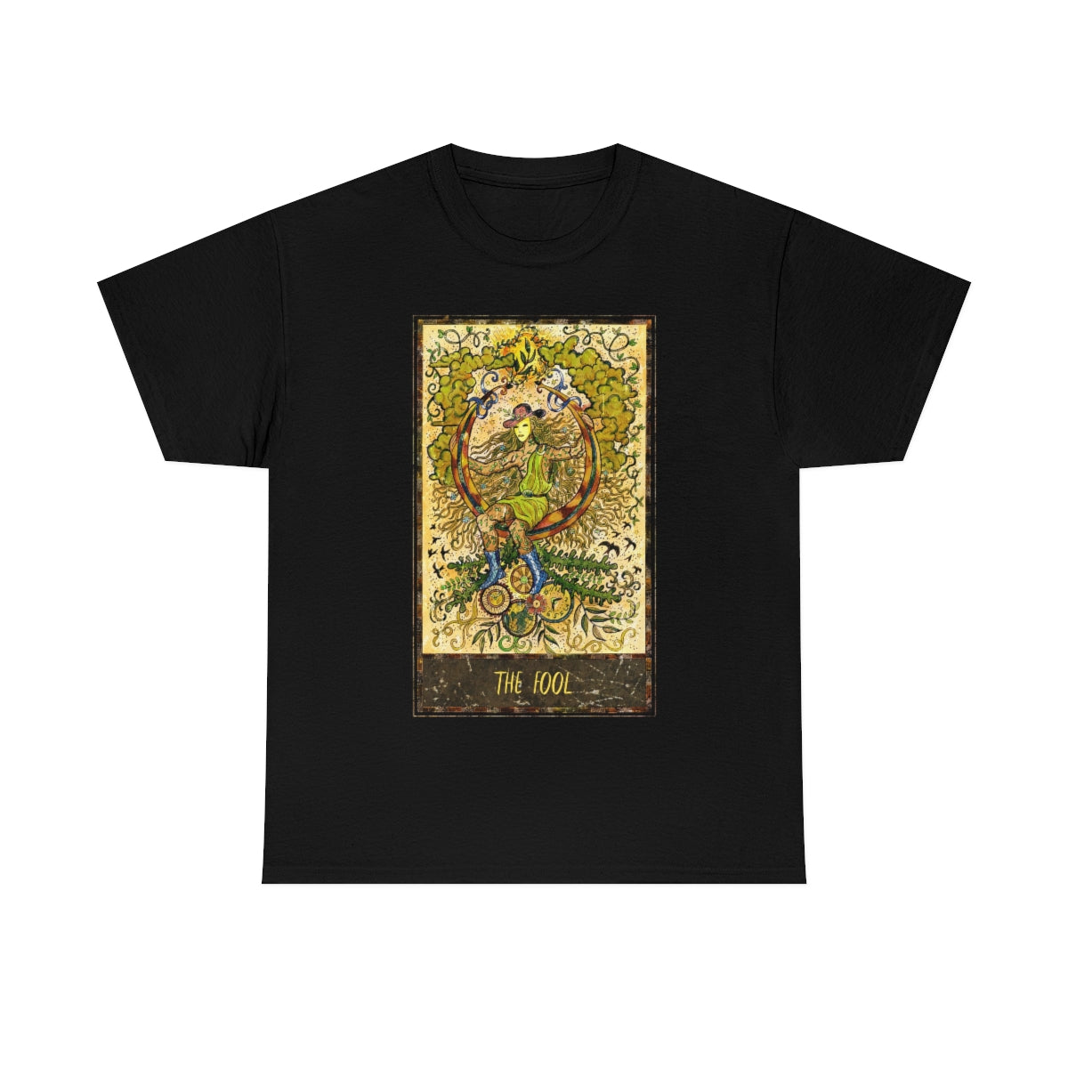 Black The Fool Tarot Card T-Shirt