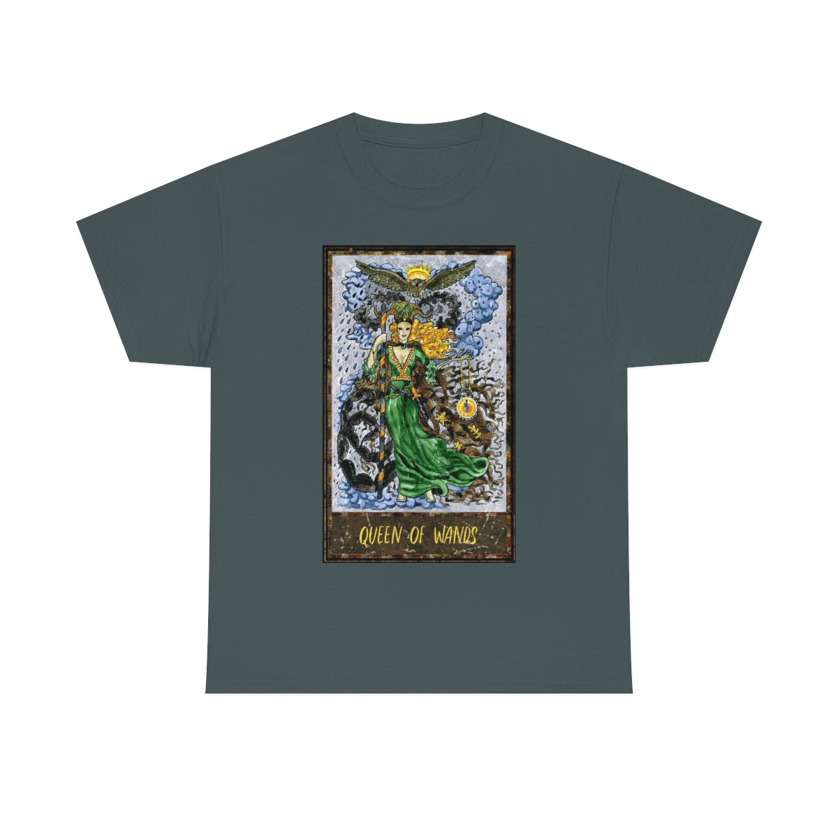 Charcoal Queen of Wands Tarot Card T-Shirt