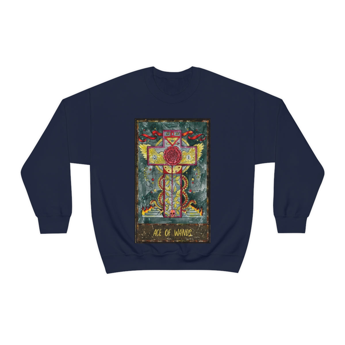 Navy Ace of Wands Tarot Card Sweatshirt