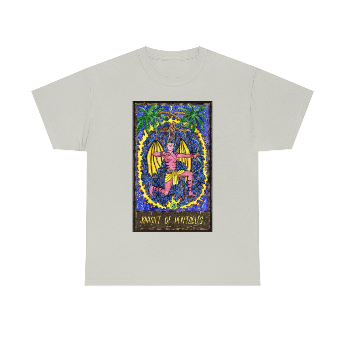 Ice Grey Knight of Pentacles Tarot Card T-shirt