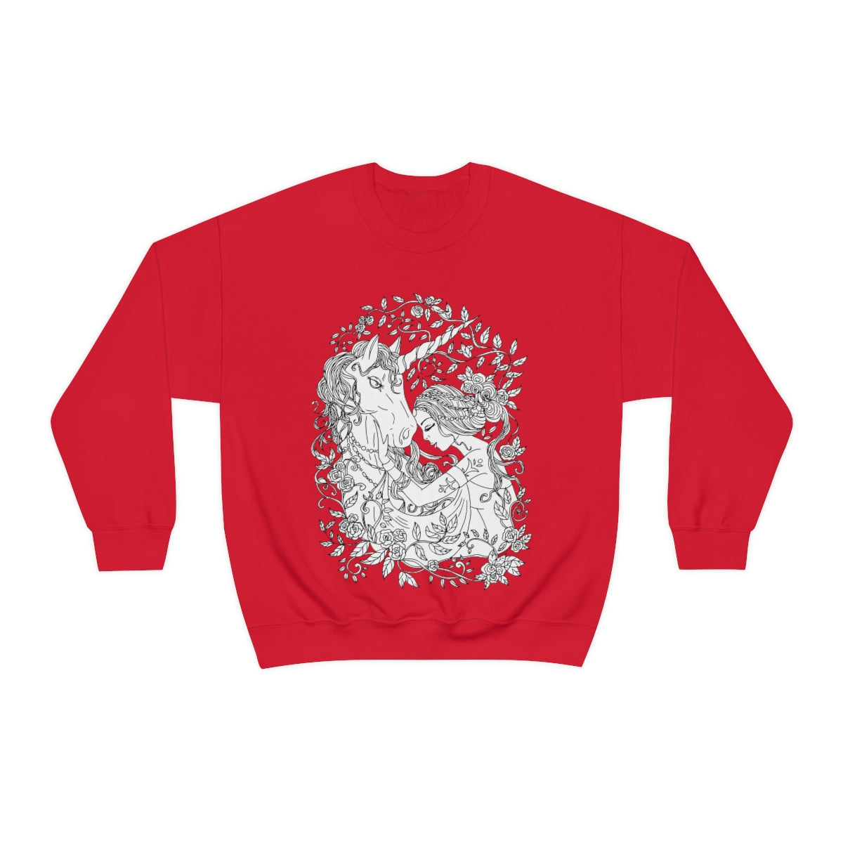 Red Line Art Russet Princess and Magic Unicorn Sweatshirt