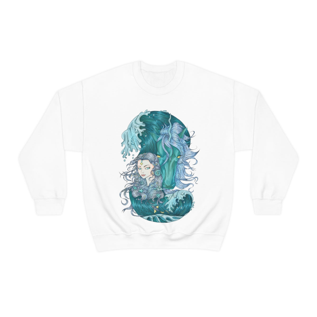 White Ice Blue Princess and Magic Unicorn Sweatshirt