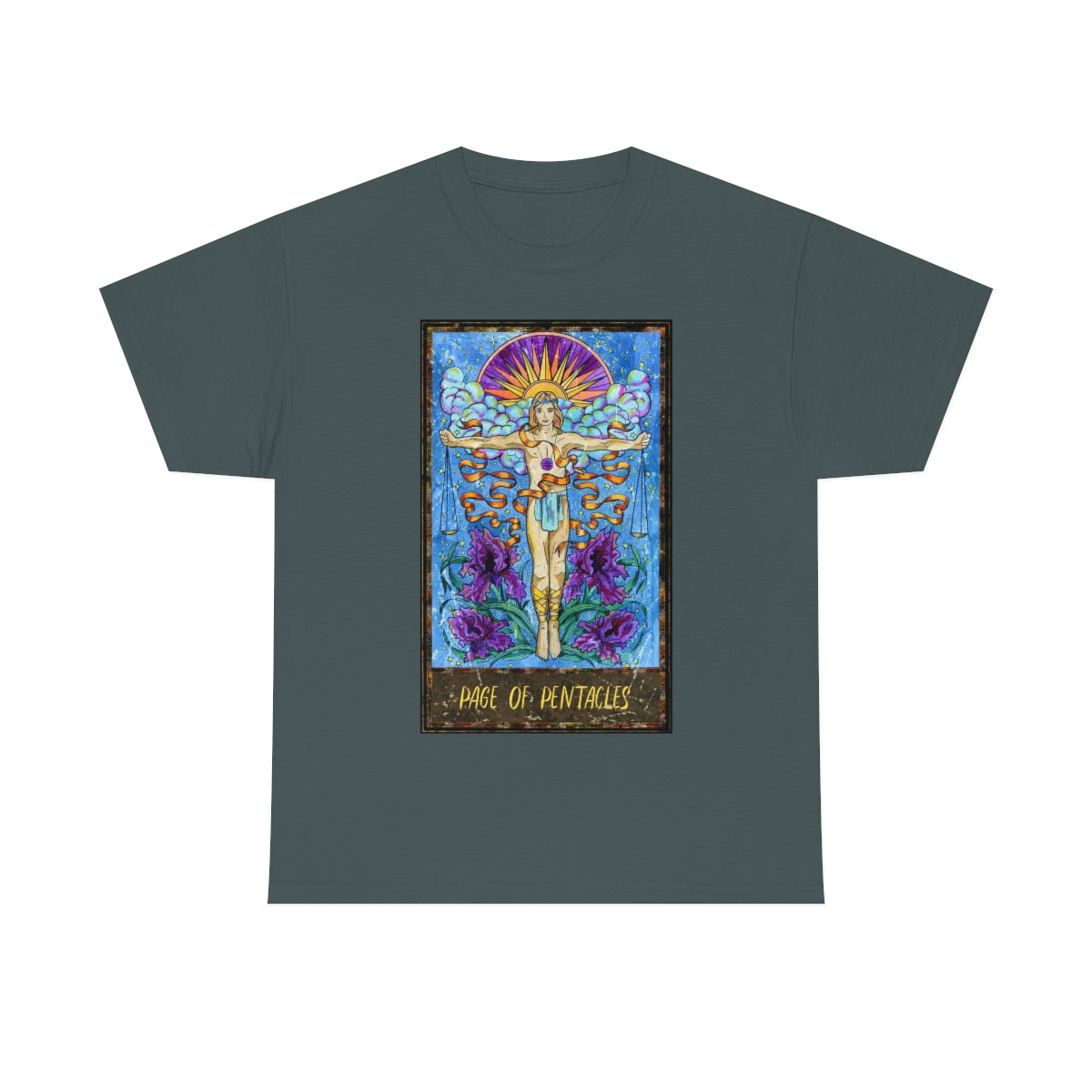 Charcoal Page of Pentacles Tarot Card T-shirt