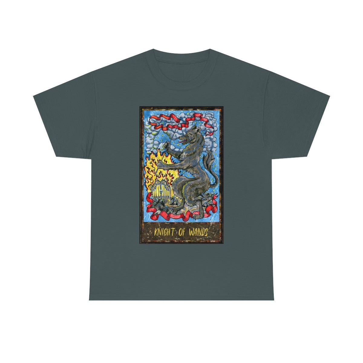 Charcoal Knight of Wands Tarot Card T-shirt