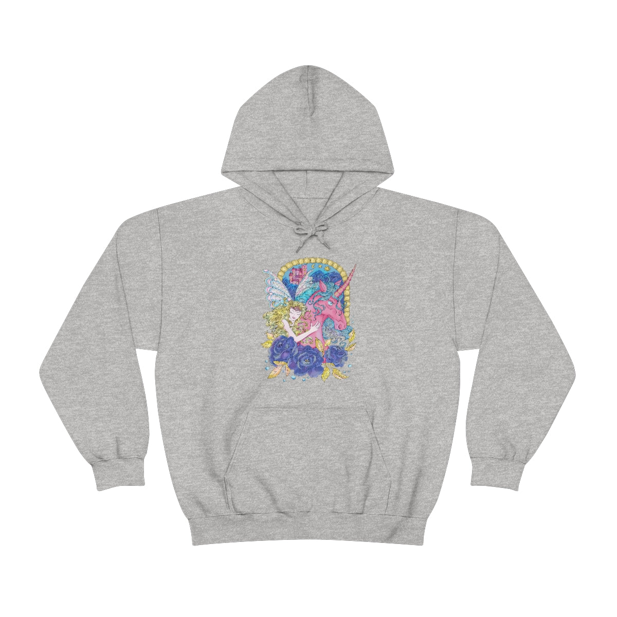 Sport Grey Blonde Princess and Magic Unicorn Hoodie