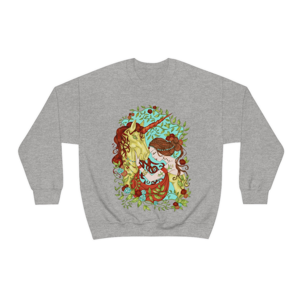 Sport Grey Russet Princess and Magic Unicorn Sweatshirt