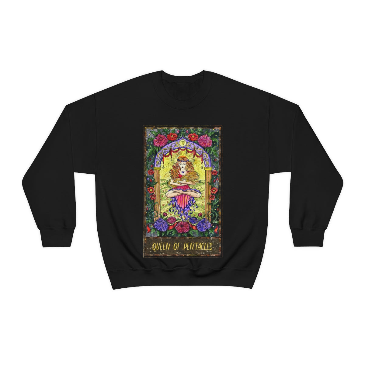 Black Queen of Pentacles Tarot Card Sweatshirt