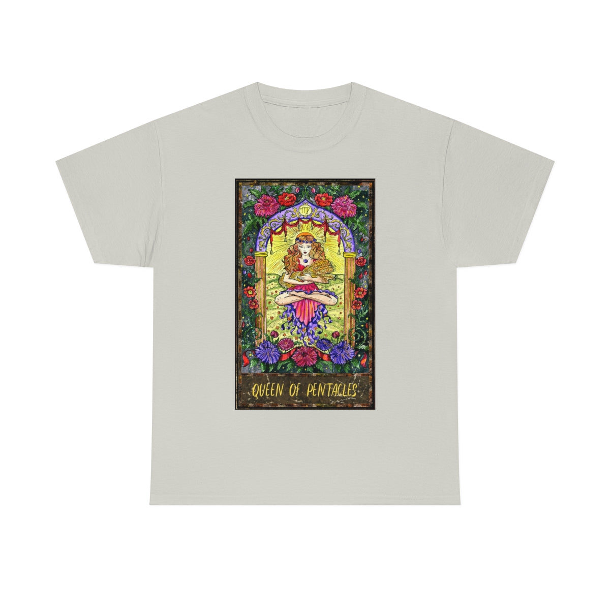 Ice Grey Queen of Pentacles Tarot Card T-Shirt