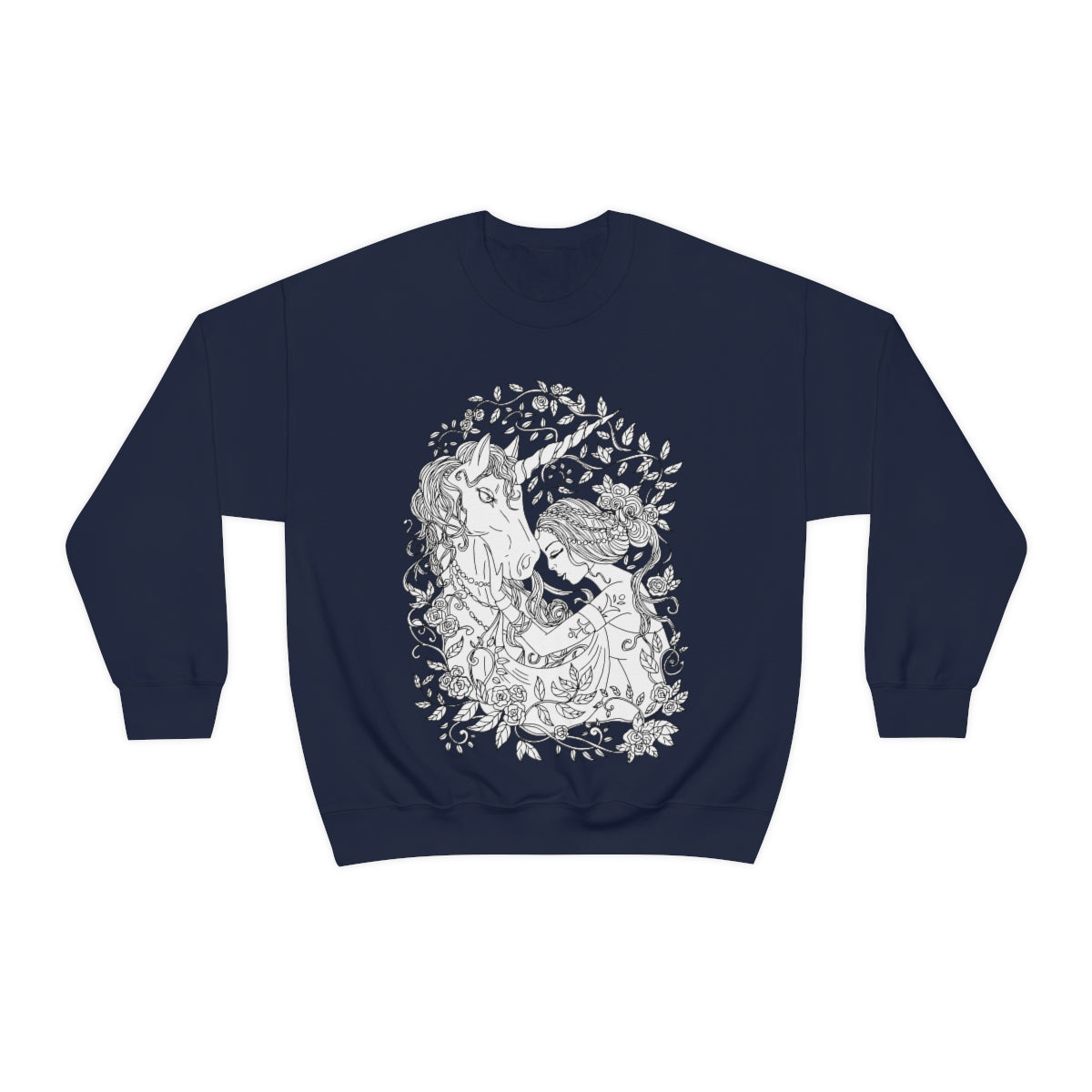 Navy Line Art Russet Princess and Magic Unicorn Sweatshirt