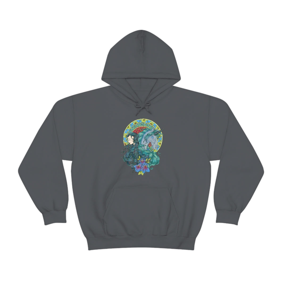 Charcoal Caribbean Current Princess and Magic Unicorn Hoodie