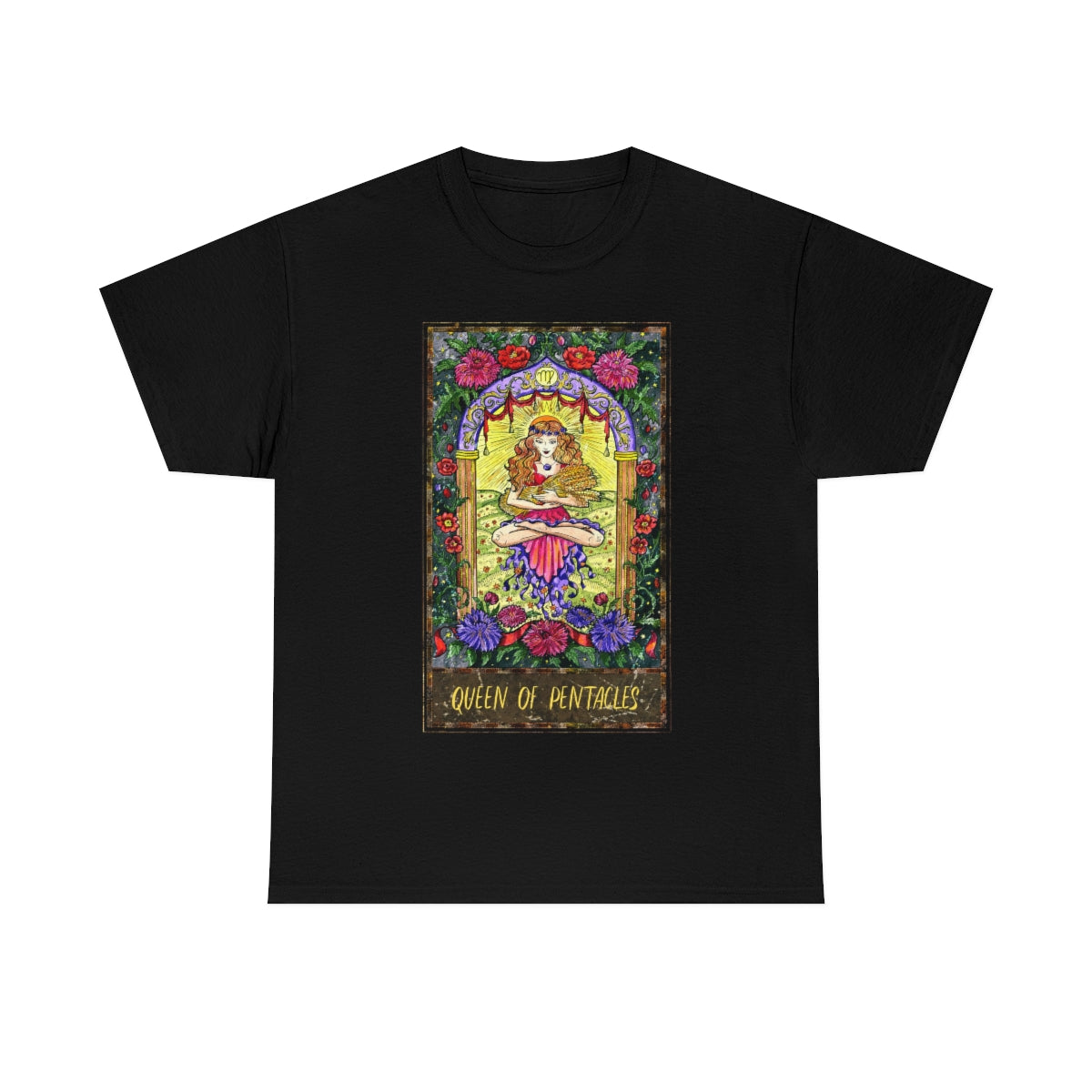 Black Queen of Pentacles Tarot Card T-Shirt