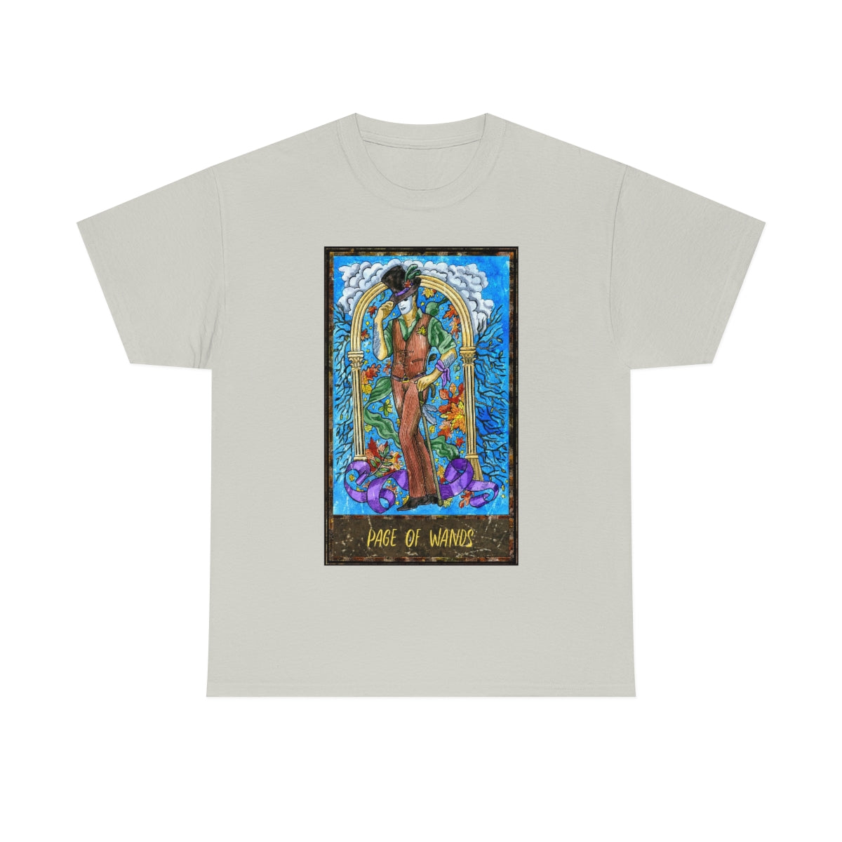 Ice Grey Page of Wands Tarot Card T-shirt