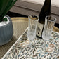 Turquoise Rectangle Flower Pattern Mother of Pearl Tray in close up shot on the living room table